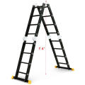 4.7m 15.5FT Aluminium Multipurpose Ladder Telescoping Folding Extension Platform Schwarz